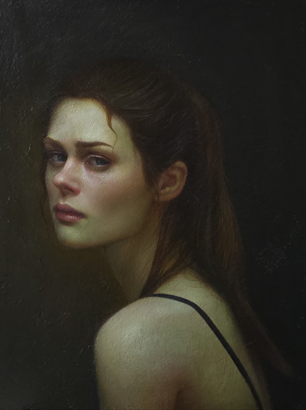 I Am Done, oil portrait by Lena Sugralinova